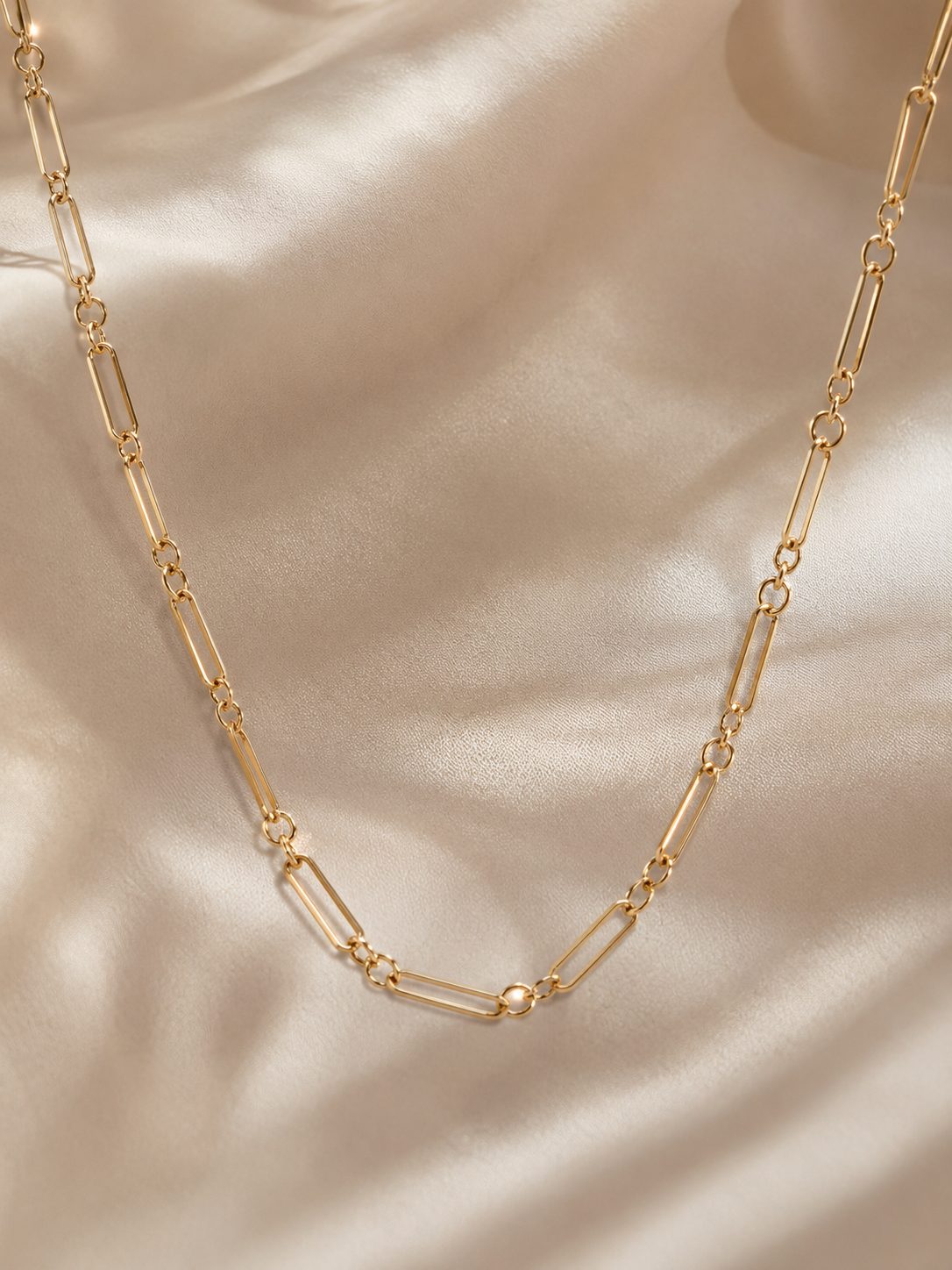 Gold paperclip link chain
