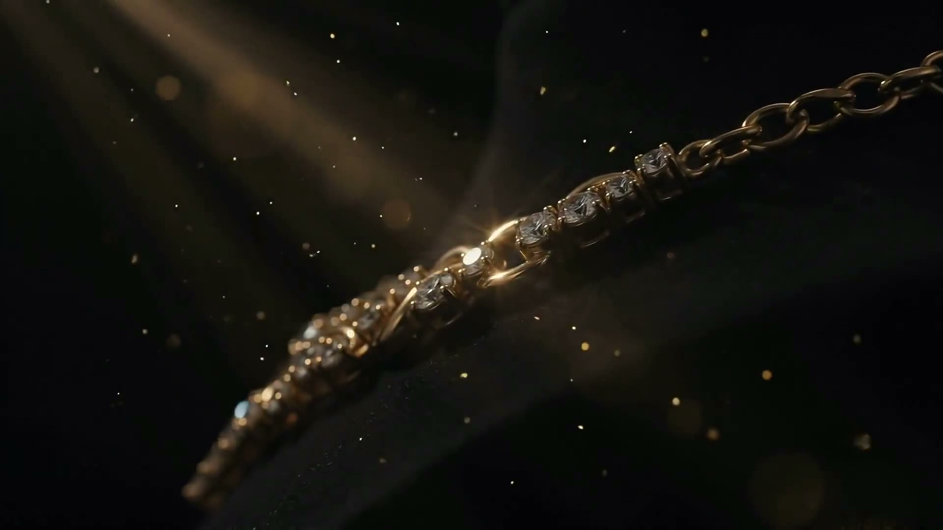 Gold and diamond necklace on black velvet